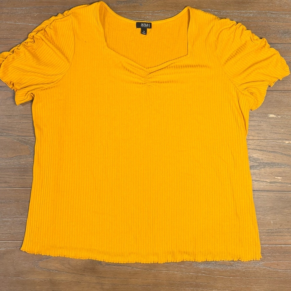 a.n.a Bright Yellow Short Sleeve Top